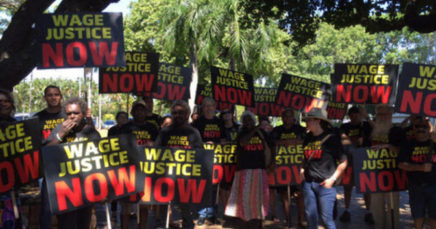 A &lsquo;flash mob&rsquo; style protest against Indigenous wage discrimination takes social media by storm